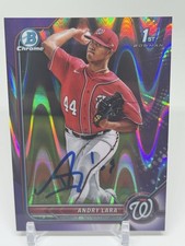 2022 Bowman Andry Lara Purple Lava /250 BCP-70 Washington Nationals Signed Debut