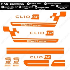 Kit Autocollants Bandes De Toit Latérales Renault Cup Racing Pour Clio Orange