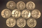 !True Auction! (10) Silver Washington Quarters (No Duplicates Dates/MM's)