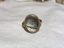 ...Vintage Silver Tone, Abalone Ring...Size 6.5...