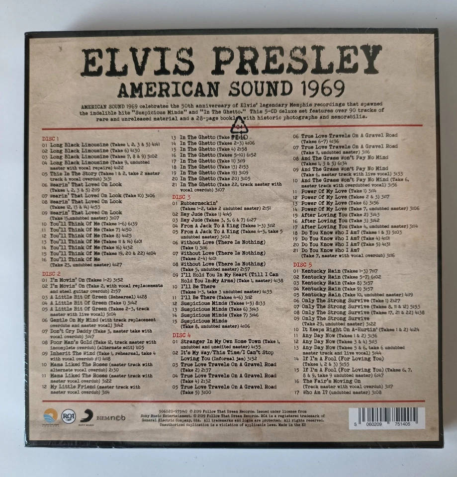 Elvis Presley American Sound 1969, 5-CD-Set, NEU, versiegelt - Bild 2 von 2