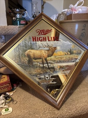 Miller High Life Beer  ELK CHALLANGE Diamond Wildlife Series Mirror Sign