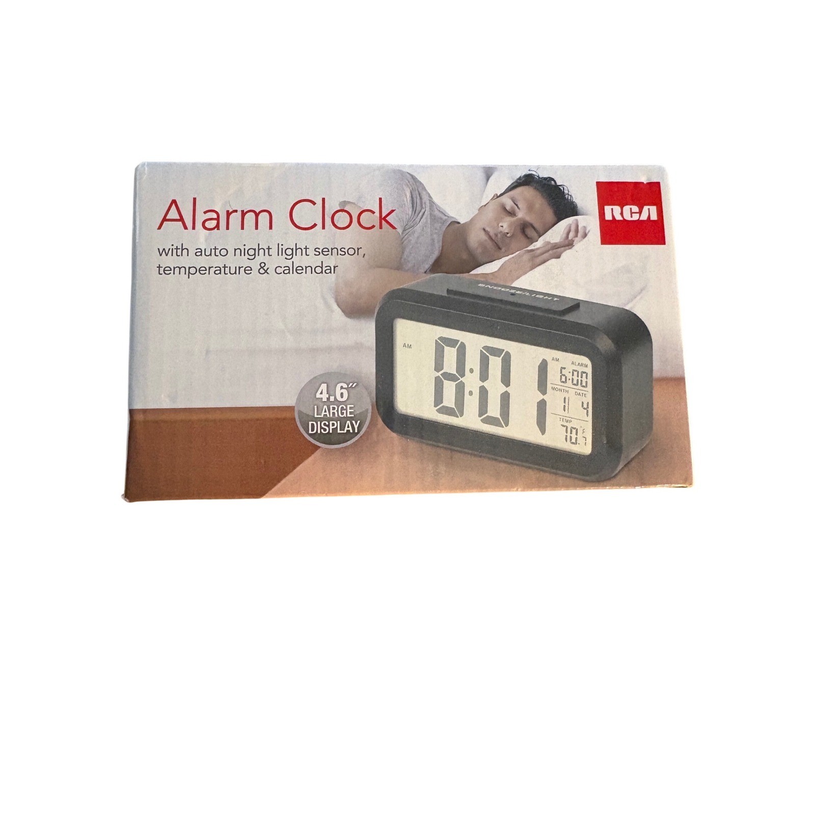 Large 4.6 Display Night Light Temp Calendar Black Rcd11a
