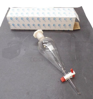 NEW GLASSCO UN1-7508-149.202.04 SEPARATING FUNNEL W/ PTFE KEY 250mL  *READ*