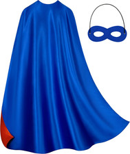 Adult Superhero Cape  Mask Set - Double-Sided Super Adult Blue  Red
