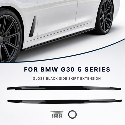 For BMW 5 Series G30 G31 530i M-Sport MP Style Gloss Black Side Skirt Extension