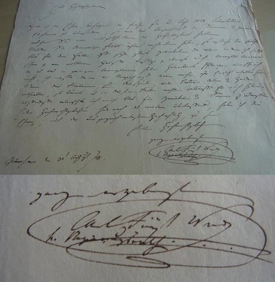 Politiker Karl Theodor von WREDE (1797-1871): Brief MÜNCHEN 1828 über Botanik - Bild 1 von 4