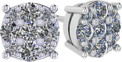 Diamond Stud Earrings CVD Lab Grown Diamonds Solid 14K Post & Silver Basket, 7 o