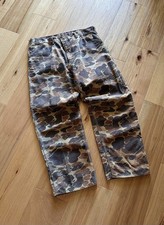 Vintage 80  s WU123 Canvas Carhartt Duck Camo Hunting Pants Size 36x30