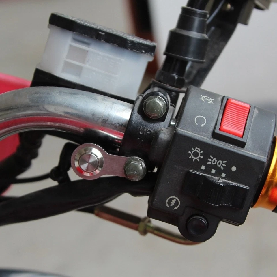 Interruptor de luz para moto ATV LED ON-OFF Soporte de acero inoxidable Botón de montaje Foto 4 de 4