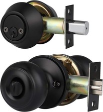 1 Pack Keyed Alike Entry Door Knobs and Double Cylinder Deadbolt Lock Combo S...