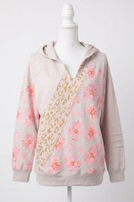 Easel Mix Print Terry Pullover Hoodie Eggshell