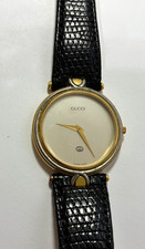 Vintage Gucci 4500M Swiss Quartz Gold Watch - Analog - w/Gucci Black Band