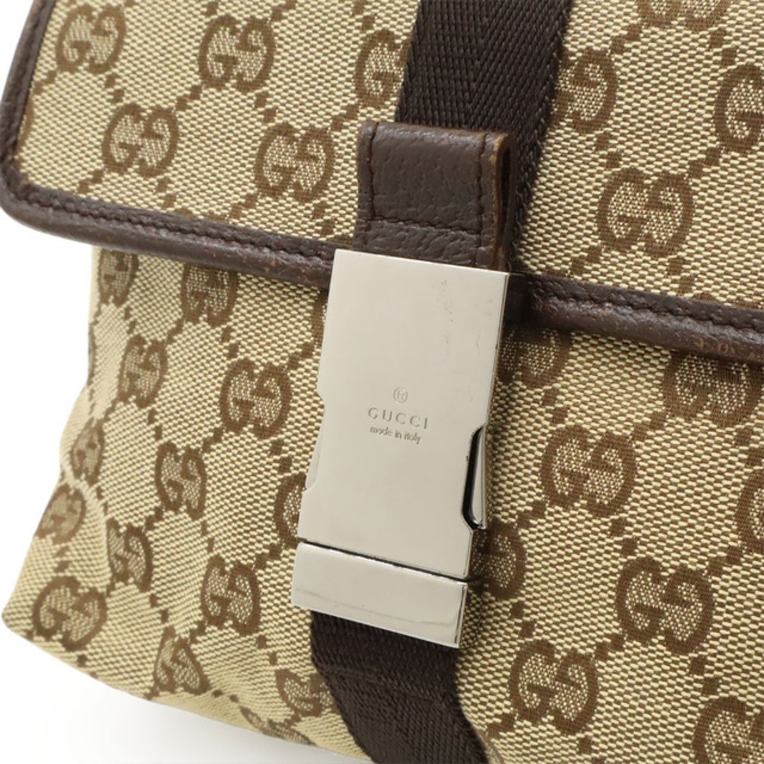Gucci GG Canvas Waist Bag Leather Beige Dark Brown Used AB Condition thumbnail 8