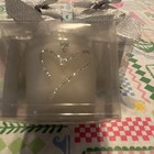 White Wax Votive Candles, Unscented, Silver Heart Design, Small Round, 5pk — photo 1