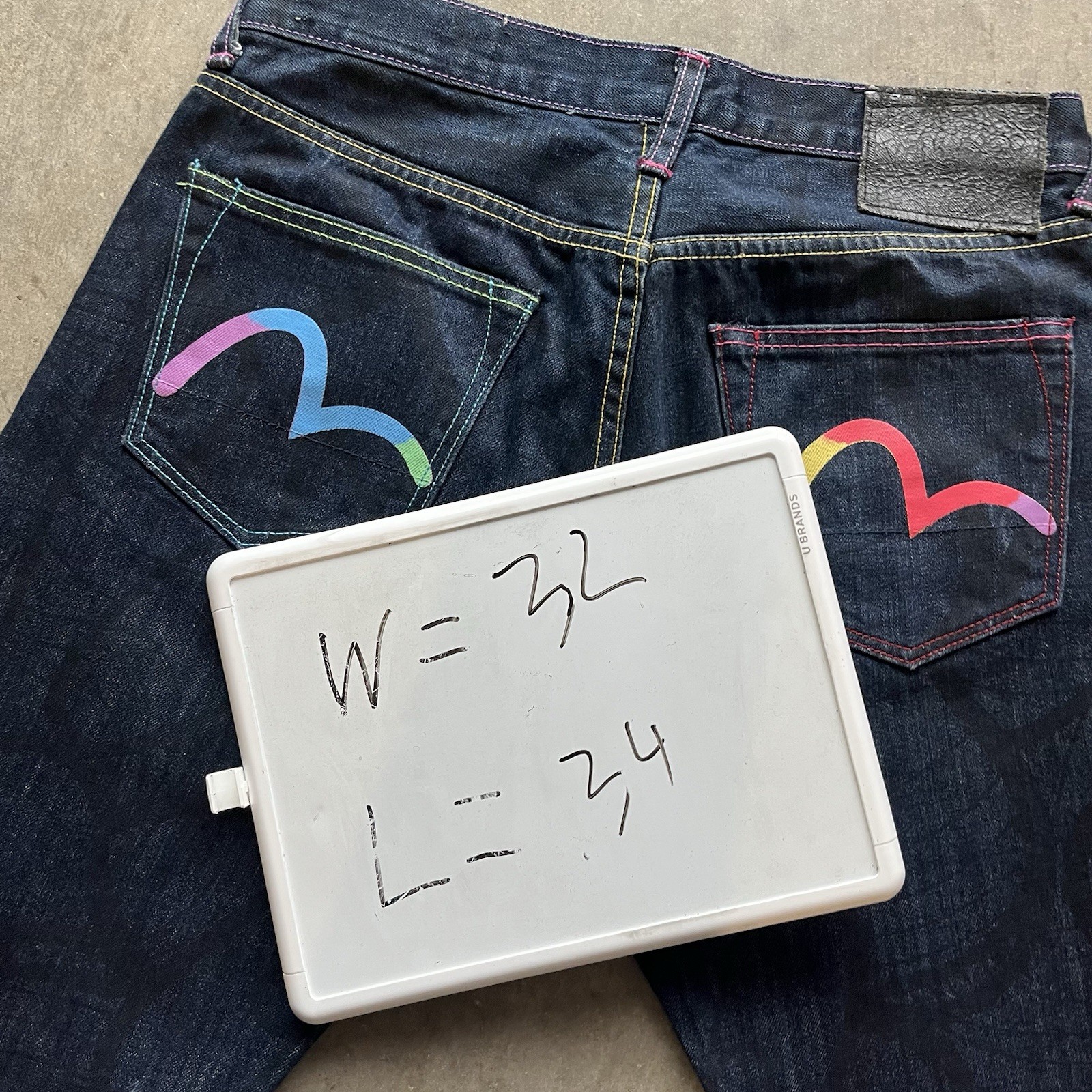 Rare Rainbow Seagull All Over Monogram Evisu Jeans 32x34 Pristine Condition image 8