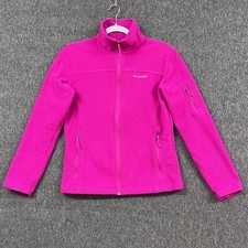 Columbia Fleece Jacket Womens Small Pink Full Zip Mock Neck Zip Pockets Hiking