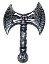 Double Axe Horror Hand Weapon Toy Fancy Dress Up Halloween Costume Accessory