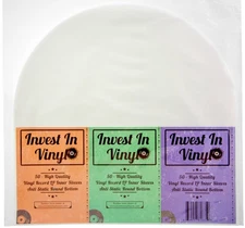 50 LP Inner Sleeves Anti Static Round Bottom 33 RPM 12" Vinyl Record Sleeves ...