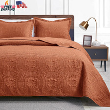 Queen Quilt Set Umber Lightweight Modern Coin Pattern 3 Piece