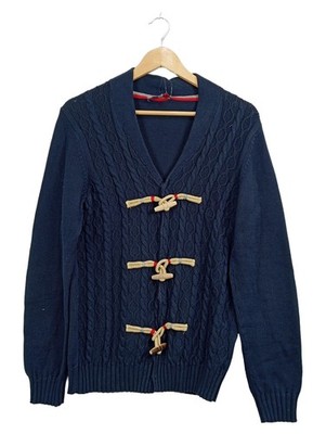 El Ganso Herren Strickjacke Knebelknöpfe Zopfmuster Navy Blau Gr. M