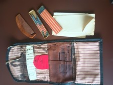 Painted Canvas Writing/Sewing Kit w/ Wooden Comb