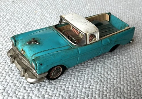 Vintage Japanese Tin Bandai Rare 1955 Chevy El Camino 10" Friction Toy Car