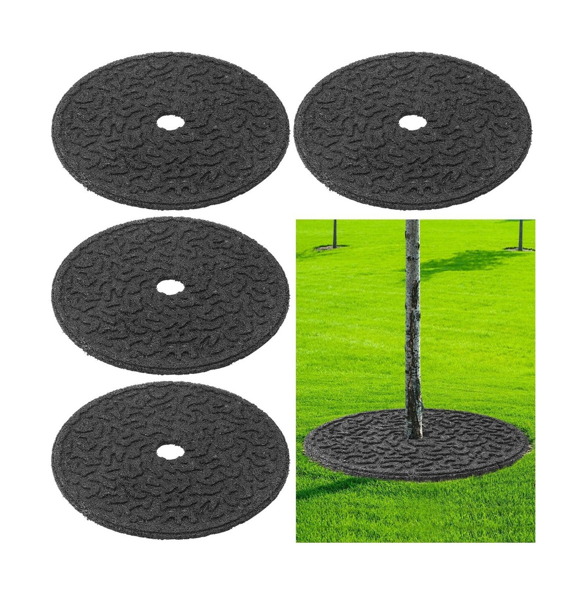 Peryiter 6 Pcs Rubber Mulch Tree Ring, Heavy Duty Rubber Mulch Mat, Tree  Prot... | eBay