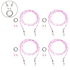 4 Pcs Stylish Eyeglasses Chain for Woman, Pink White