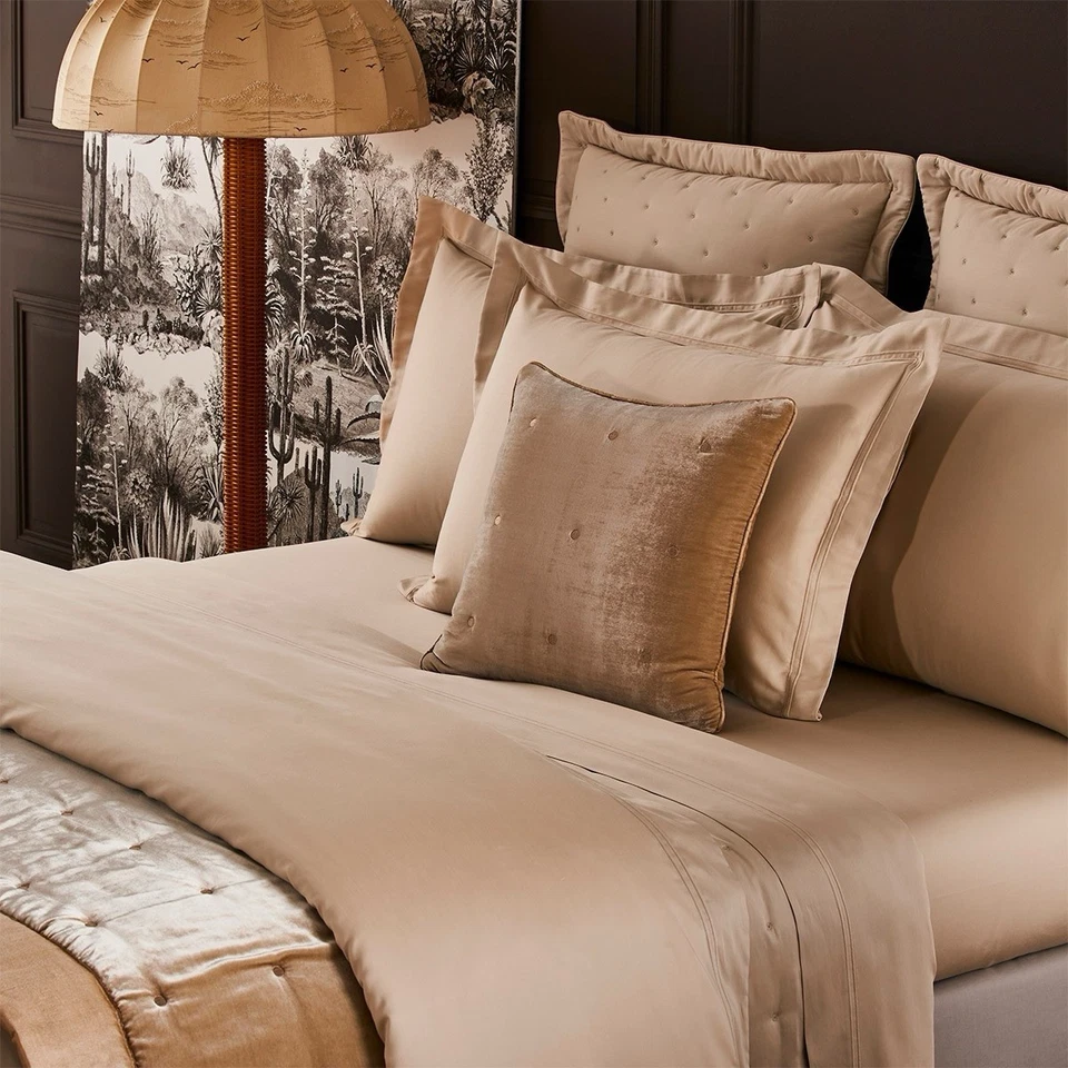 NUEVO CON ETIQUETAS $140 Yves Delorme Paris Triunfo Algodón Satén UN EURO Pillowsham Dune Foto 3 de 4