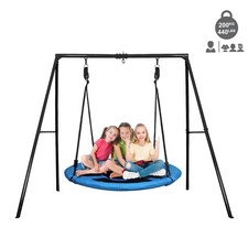 440lb Heavy Duty A-Frame Metal Swing Set with 40" Saucer Swing Kids Outdoor Play
