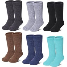 Kids Wool Socks For Toddlers Boys Girls Hiking 4-7 Years Solid Color Boy