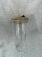 Nespresso Mini Display CAPSULE DISPENSER Glass Bamboo Lid NO CAPSULES NIB