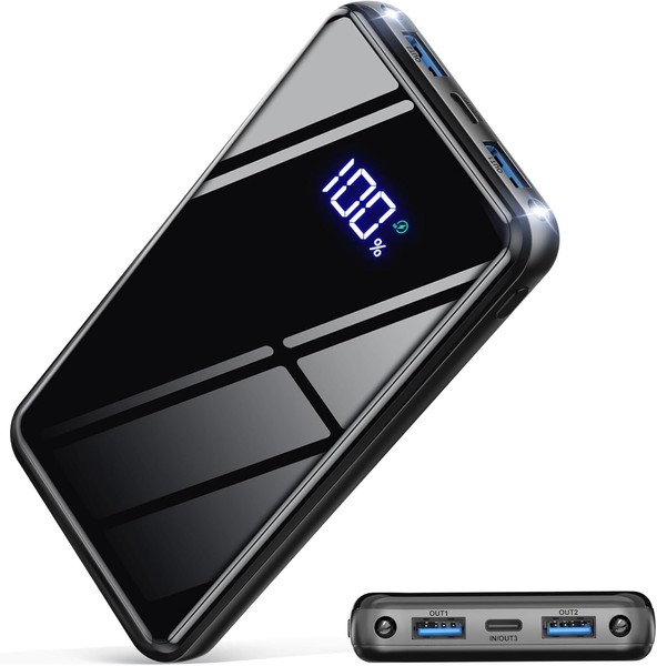Power Bank,20000Mah Powerbank Schnellladefunktion 22,5W USB-C PD3.0 & QC4.0 Trag-image