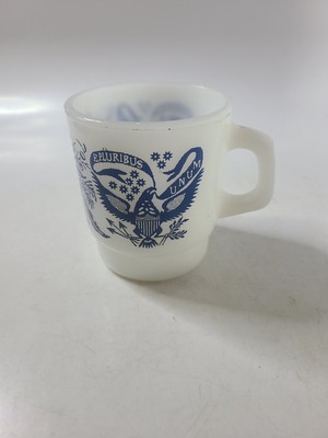 Vintage Fire King Mug E Pluribus Unum Made in USA Coffee Cup Anchor Hocking Milk