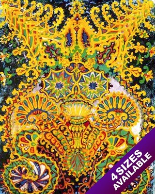 LOUIS WAIN ORNATE FLAMBOYANT YELLOW CAT PAINTING WILD PET ART REAL CANVAS PRINT