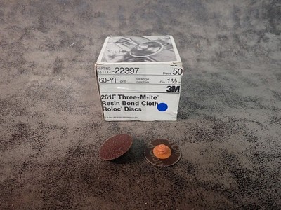 NEW 3M 22397 361F 1-1/2'' Dia 60 Grit AO Quick Change Roloc Discs 50 Pack (G18)