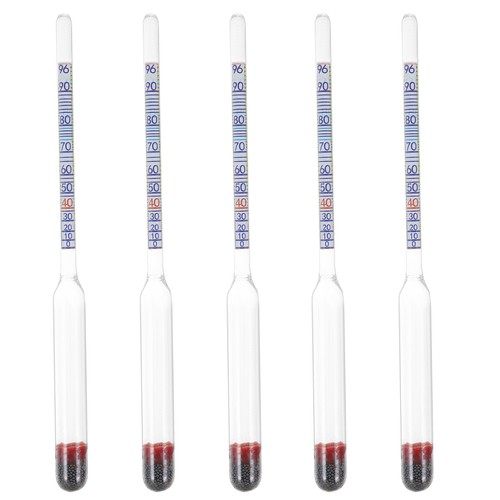 5Pcs Alcohol Meter Measuring Tools Tester Testing Supplies Hydrometer 0-96Β°