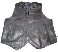 Motorcycle Vest Vintage Vance Leather Black 5XL FREE SHIPPING RETRO