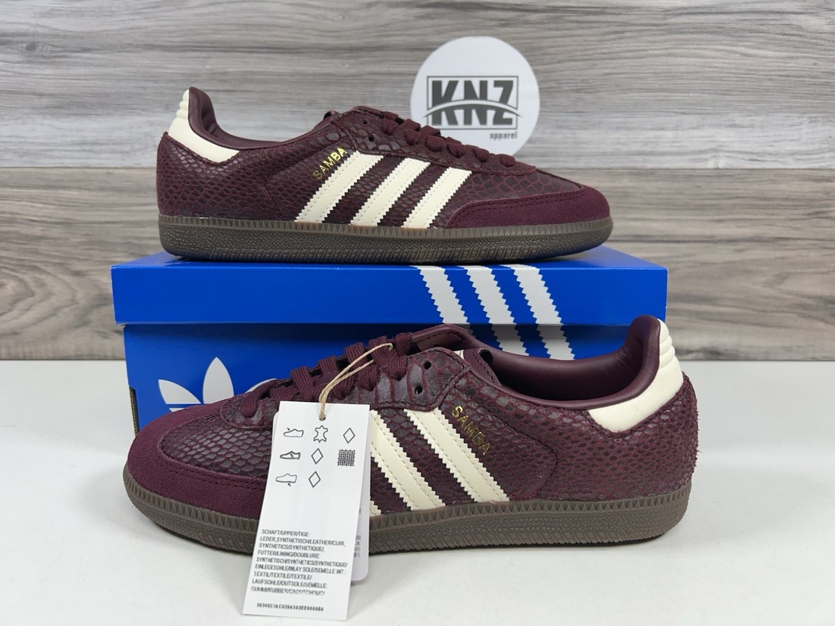 Adidas SAMBA OG 'Snakeskin' Maroon White Gold (IH3979) Women's