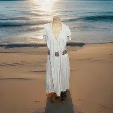 GENDER BIAS Short Sleeve Dress Womens Made In USA White Size M
