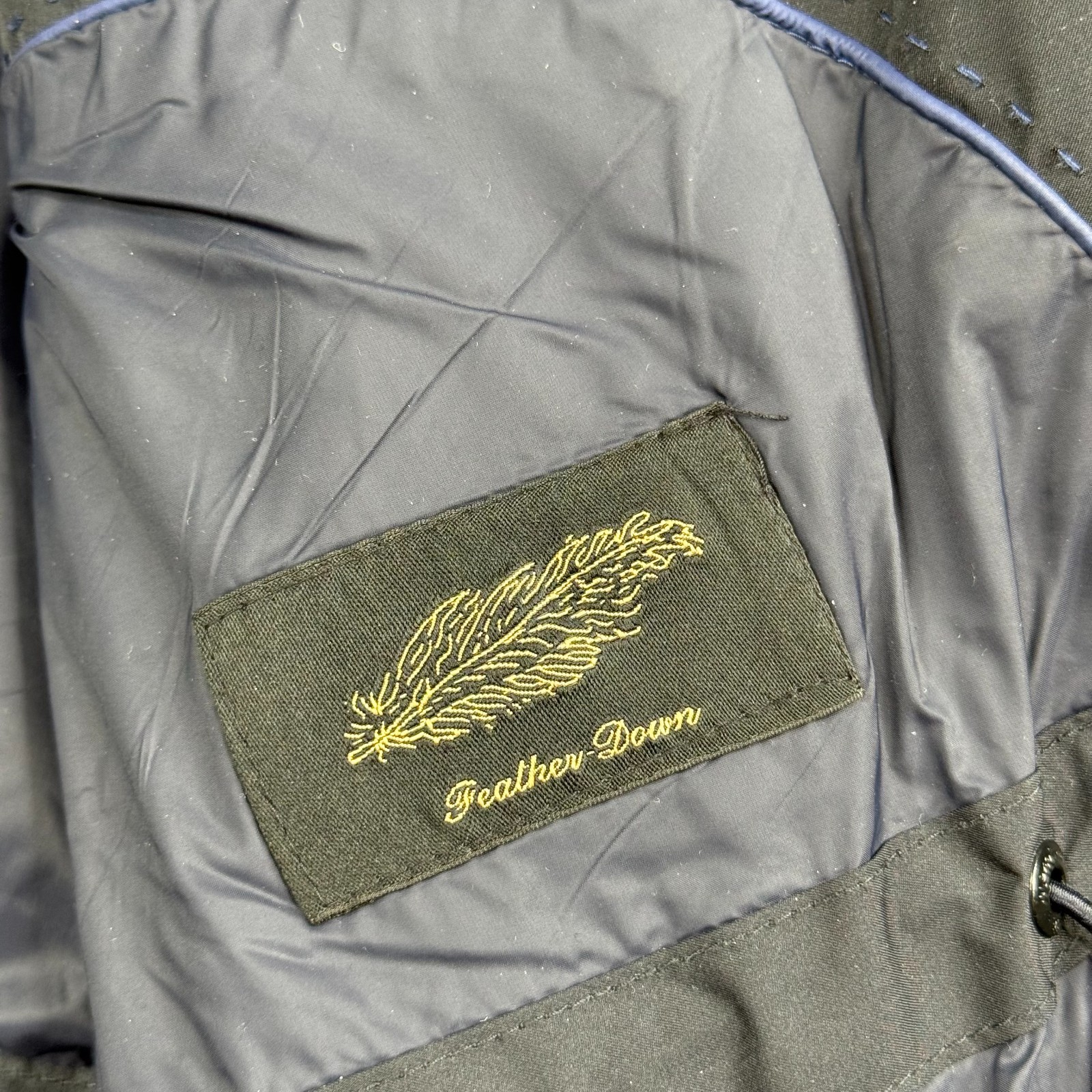 Massimo Dutti Mens Navy Blue Down Feather Fur Trim Hooded Parka Jacket Size XL thumbnail 9