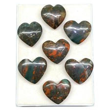 7 Pcs Natural African Bloodstone Jasper 28-30mm Heart Shape Loose Gemstones Lot