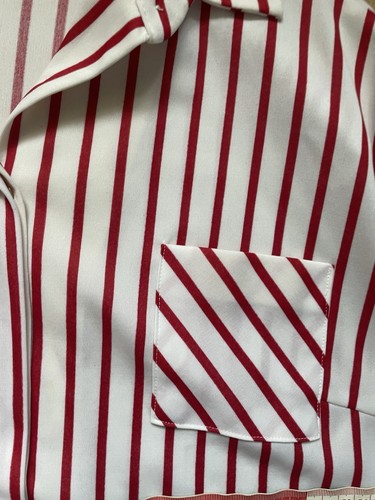 Streifen Kleid Bindegürtel Rot Weiß Gr 50 Brust 63 cm - Bild 6 von 7