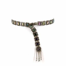 Brass Chain Belt with Rhinestones