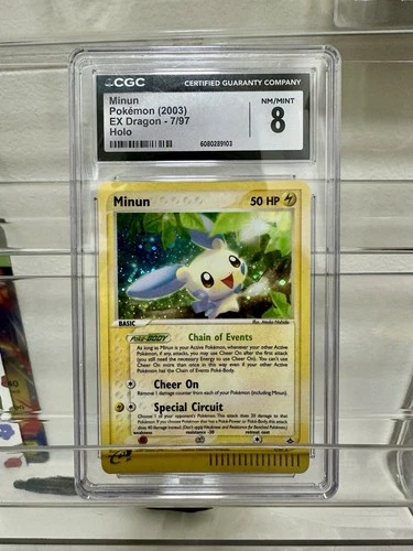 Minun Pokémon TCG EX Dragon 7/97 Holo Rare Lightning CGC 8 English 2003 Card