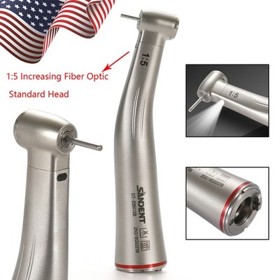 SANDENT 1:5 Contra Angle Electric Handpiece Fiber Optic LED Red Ring Z95L Dental
