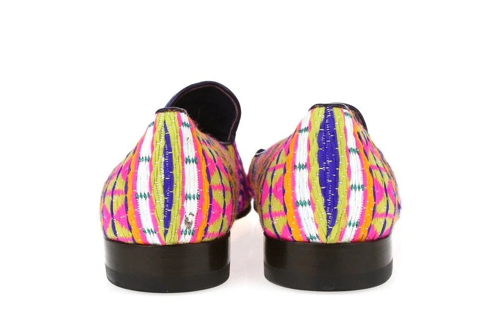 CB CECILIA BRINGHELI 226397 multi-color Aztec leather smokey loafers size 37.5 - Image 4 of 4