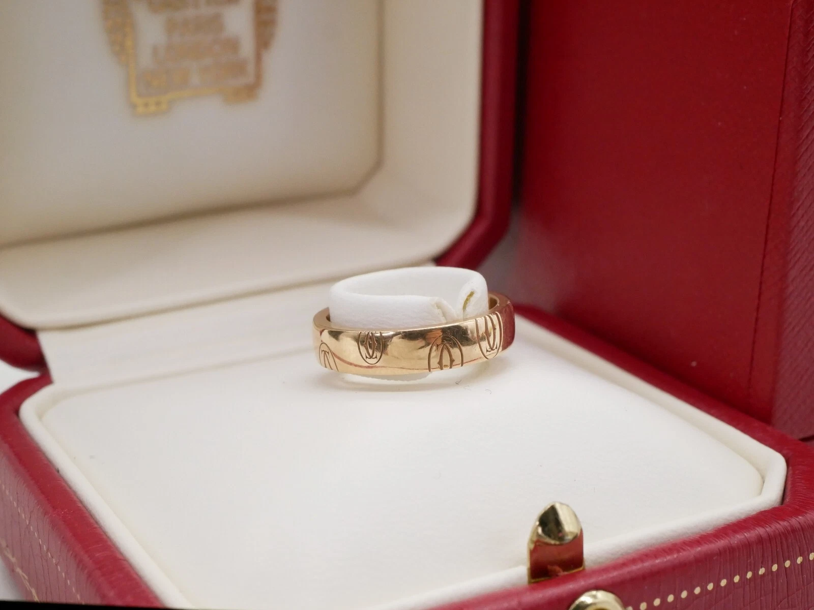 Cartier — Cartier Ring Happy Birthday Logo 2C Wedding Band 750 Rose Gold 48 US4.5 Auth#B67