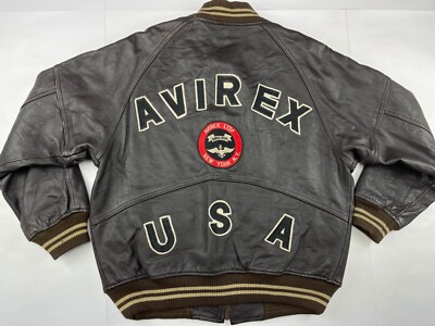AVIREX leather jacket, vintage varsity, 90s hip hop 1990s